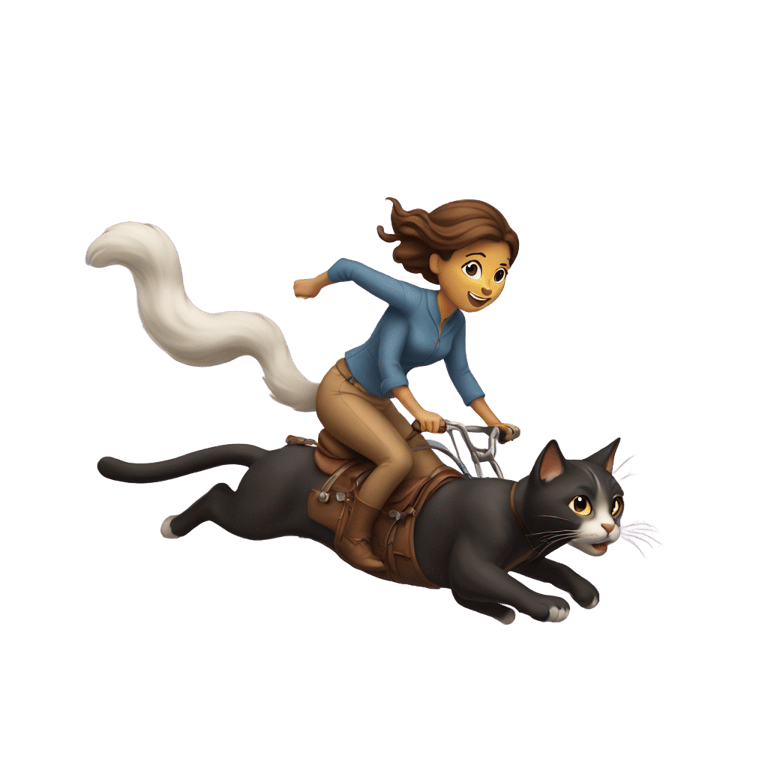 genmoji : a woman riding a flying cat