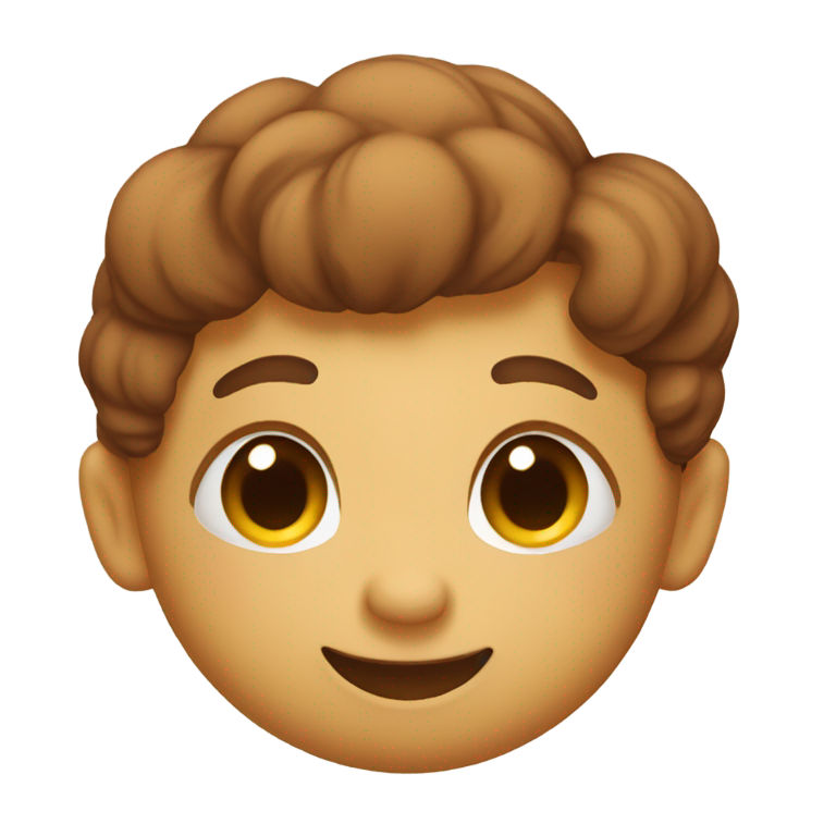 genmoji: Little nugget with brown air and smile and heart