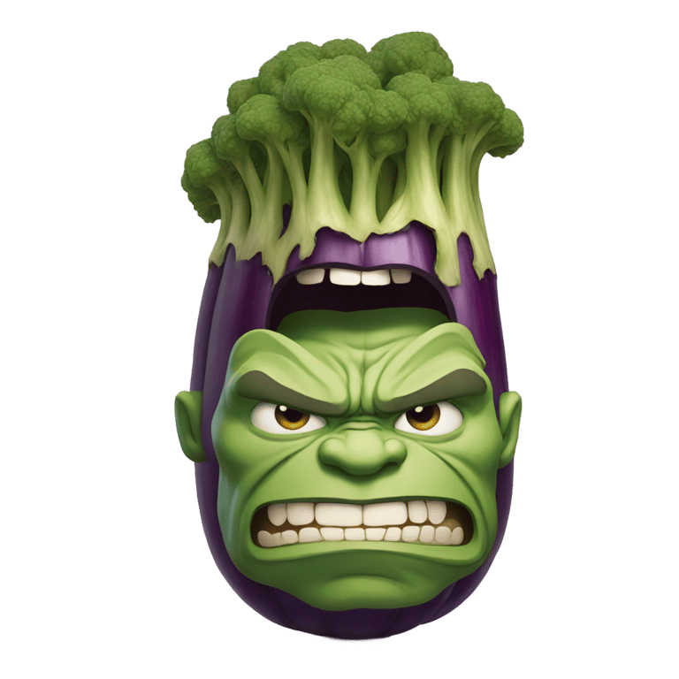 genmoji: Hulk face on eggplant