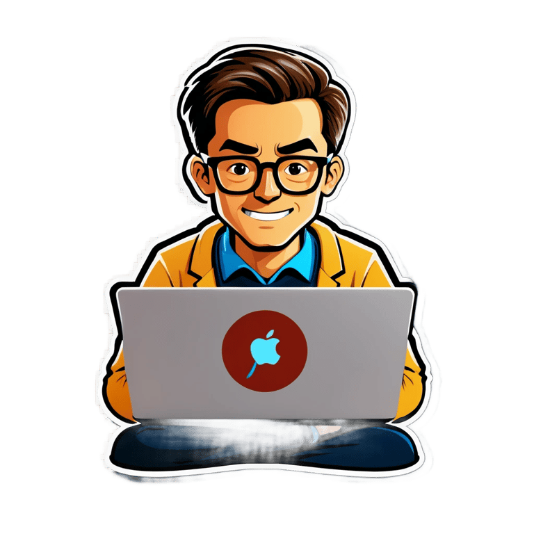 genmoji : Un geek au travail derrière son ordinateur portable