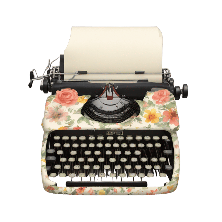 絵文字：vintage floral typewriter