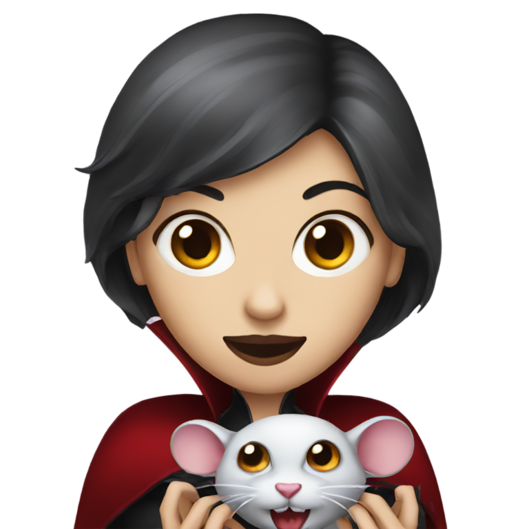 genmoji : Vampire femelle tenant une souris