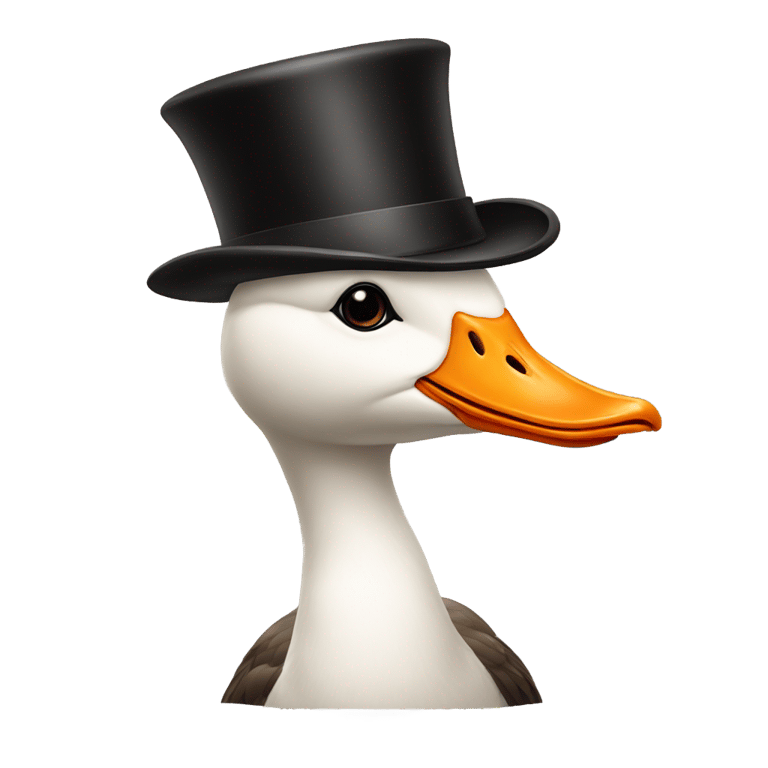 genmoji: A cute, unrealistic  side facing goose with a top hat