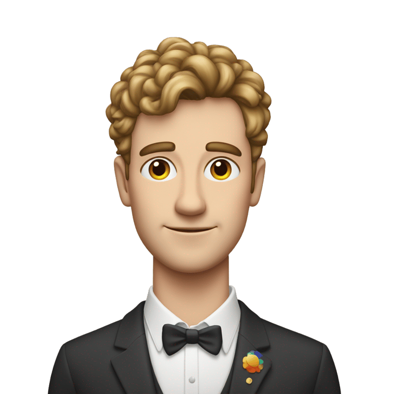 genmoji: Tall British gay man with letters “Harvey” above his head