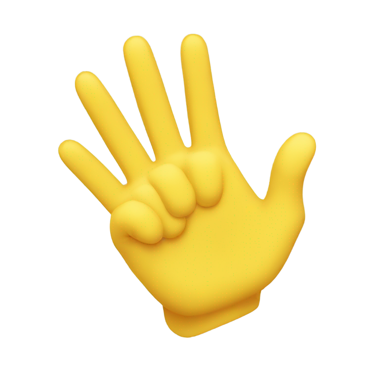 prompt: Main jaune montrant le pouce, l'index et le majeur levés.