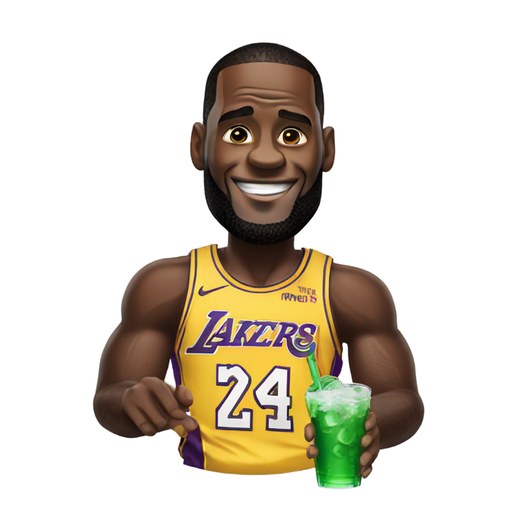genmoji : LeBron buvant du Sprite Cranberry