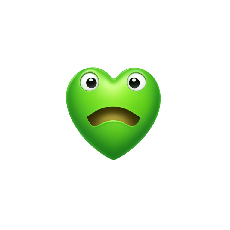 genmoji: A green heart with a frog face in it