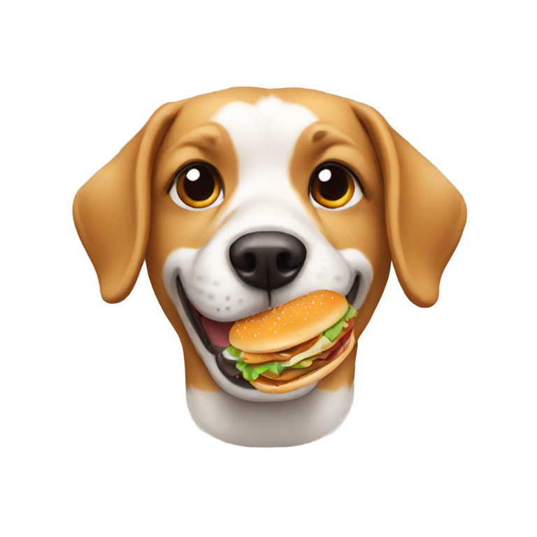 絵文字：ハンバーガーを食べる犬