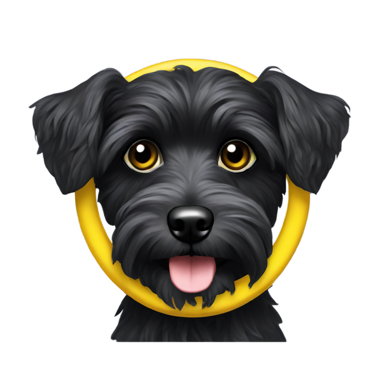 genmoji：黑色约克普犬与黄色飞盘