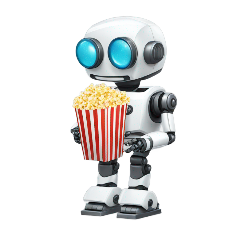 genmoji: cinema robot with popcorn (NOT HUMAN)