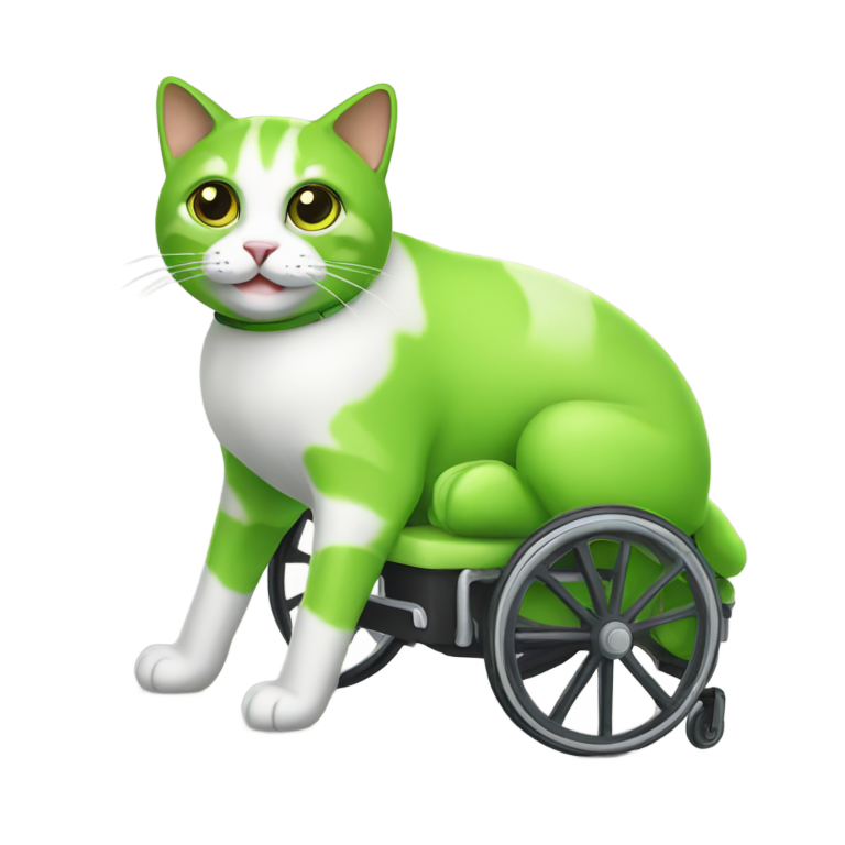genmoji：Lime cat with wheelchair
