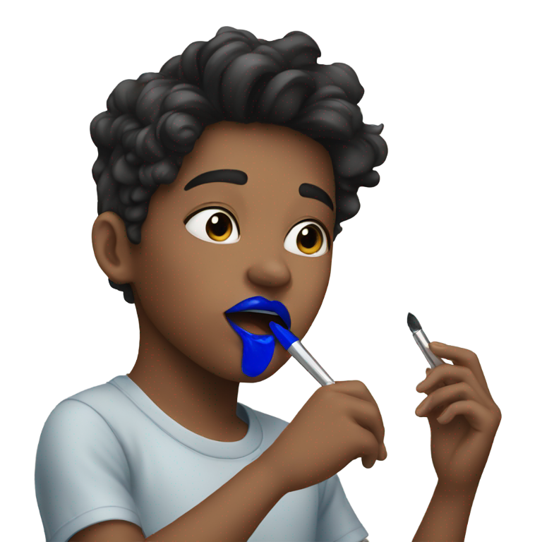 genmoji：男孩涂蓝色口红