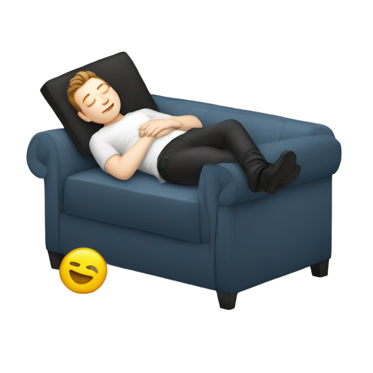 genmoji：约翰·纽曼睡在沙发上