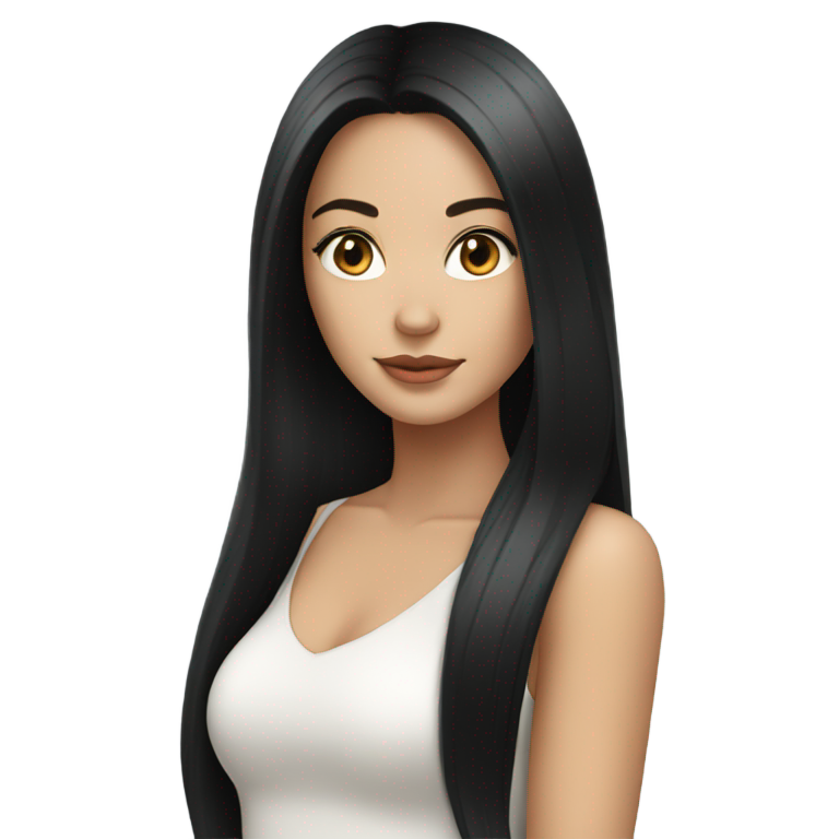 genmoji：美丽的白人拉丁女孩，黑色长直发