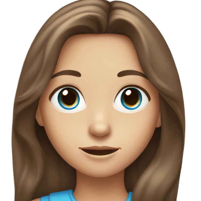 genmoji : Une fille aux cheveux bruns longs et aux yeux bleus