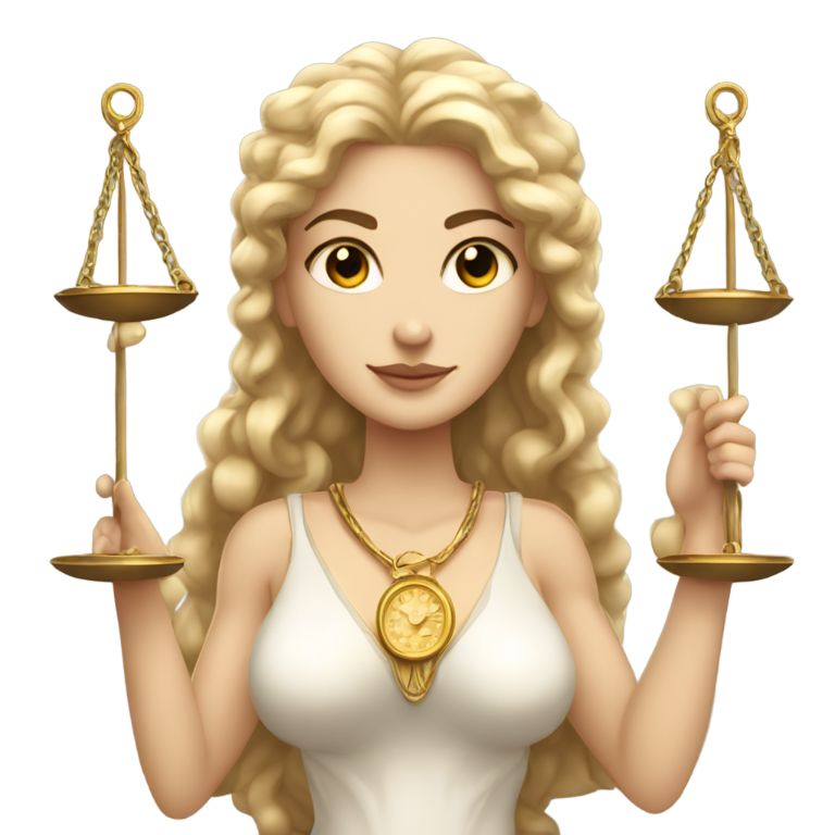 絵文字：white light skinned goddess femida with scales of justice in her hand