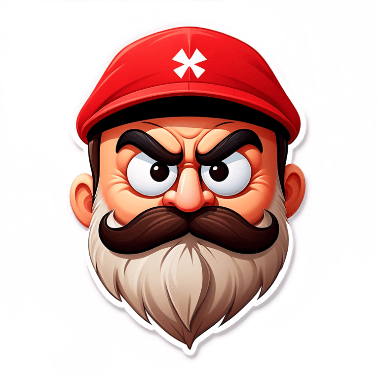genmoji：戴红帽子和胡子的暴躁表情符号