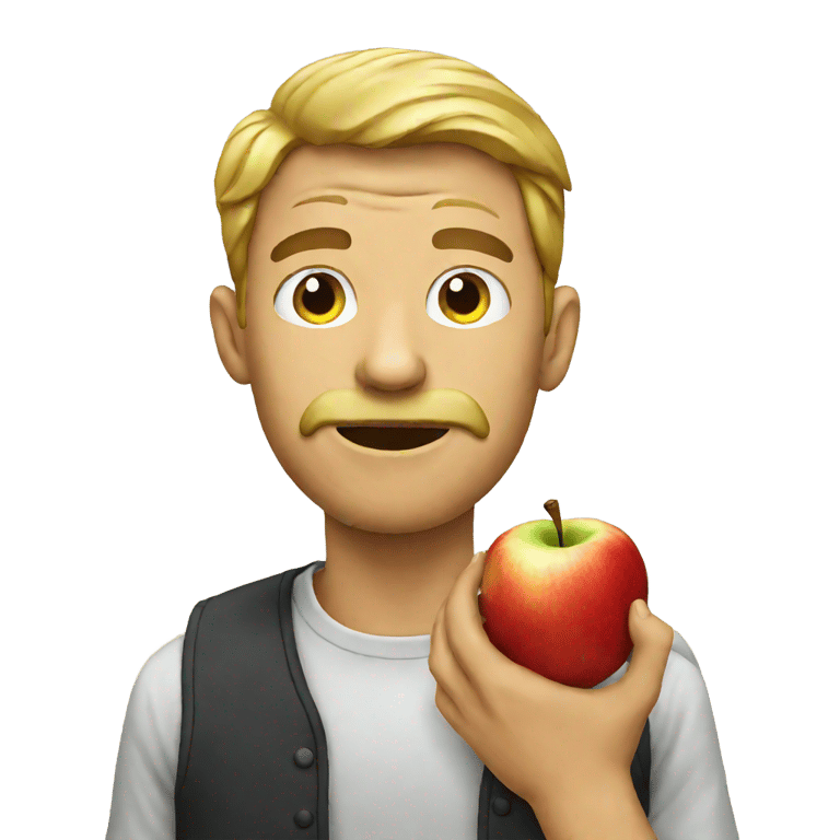 genmoji : Un homme mangeant une pomme
