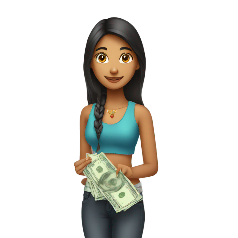 絵文字：インドのティーンエイジャーの女の子が現金を持っている
