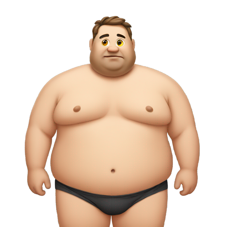 genmoji: a fat man with no shirt