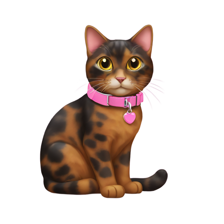 genmoji：玳瑁猫戴着粉红色猫项圈