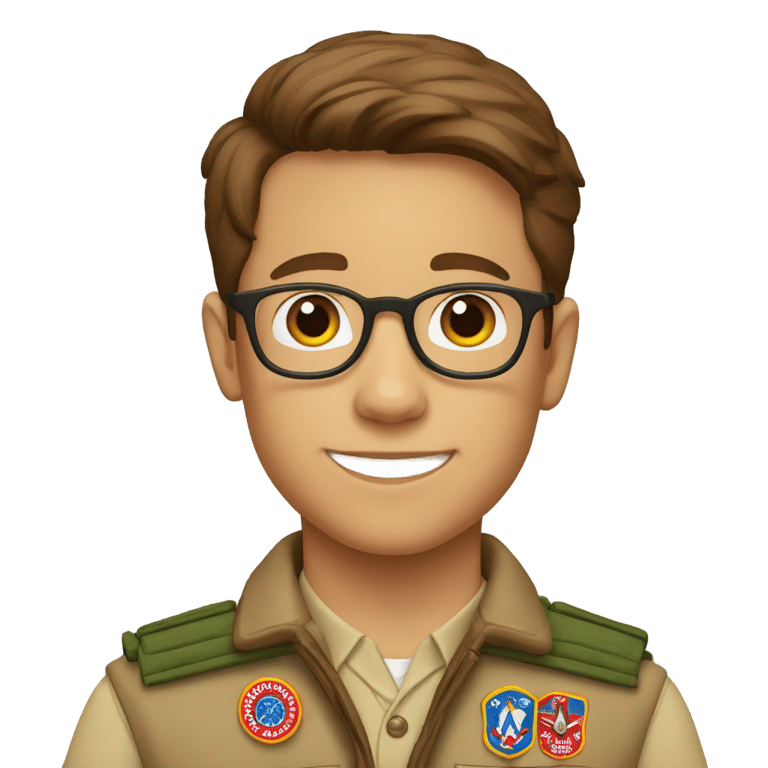 絵文字：Boy Scout Leader with brown hair and glasses