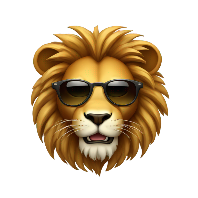 genmoji：酷狮戴墨镜，自信微笑，现代卡通风格