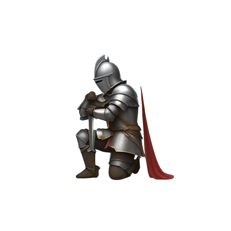 genmoji : Chevalier agenouillé, vue de profil