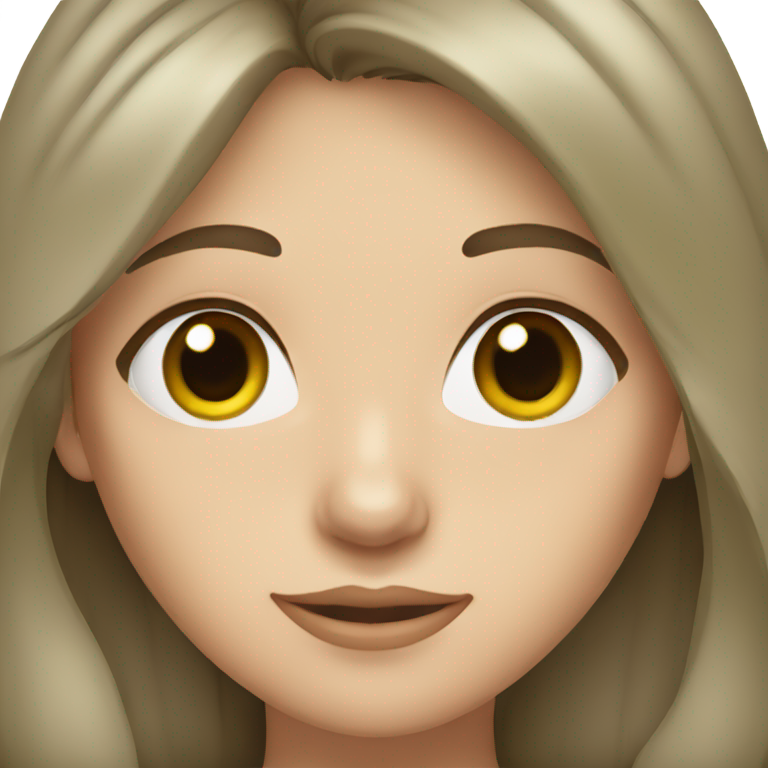 genmoji : Une fille aux cheveux châtains, mi-longs et aux yeux gris-vert.