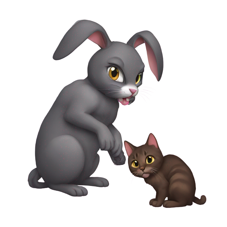 genmoji: rabbit eating a cat head with emersyn