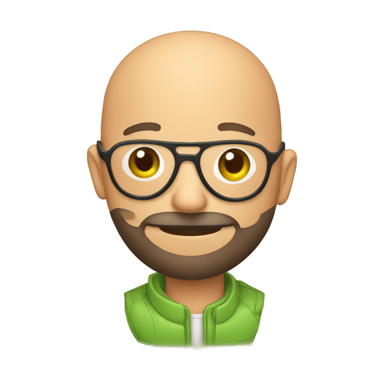 genmoji : Bald man with beard and aviator glasses holding melon
