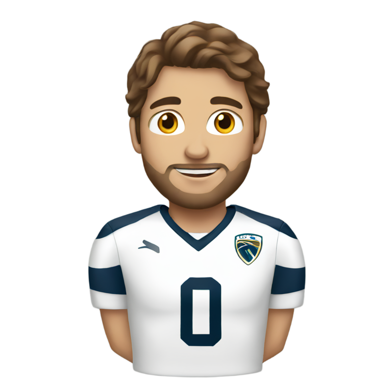 genmoji: brown haired white man plays futball