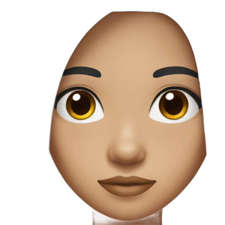 genmoji : Fille philippine à la peau foncée, cheveux noirs très foncés, mi-longs et raides, yeux marron foncé, cils naturels.