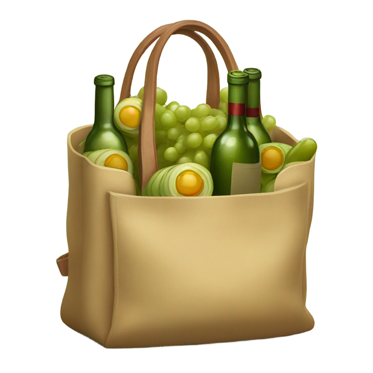 genmoji：装饰有酒杯和泡菜的包袋