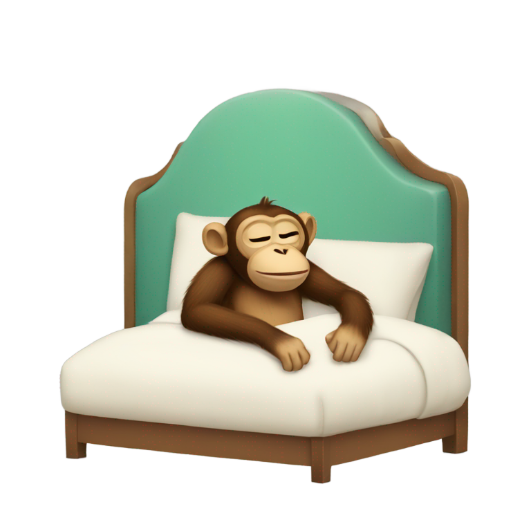 genmoji：一只猴子睡在床上等待电话