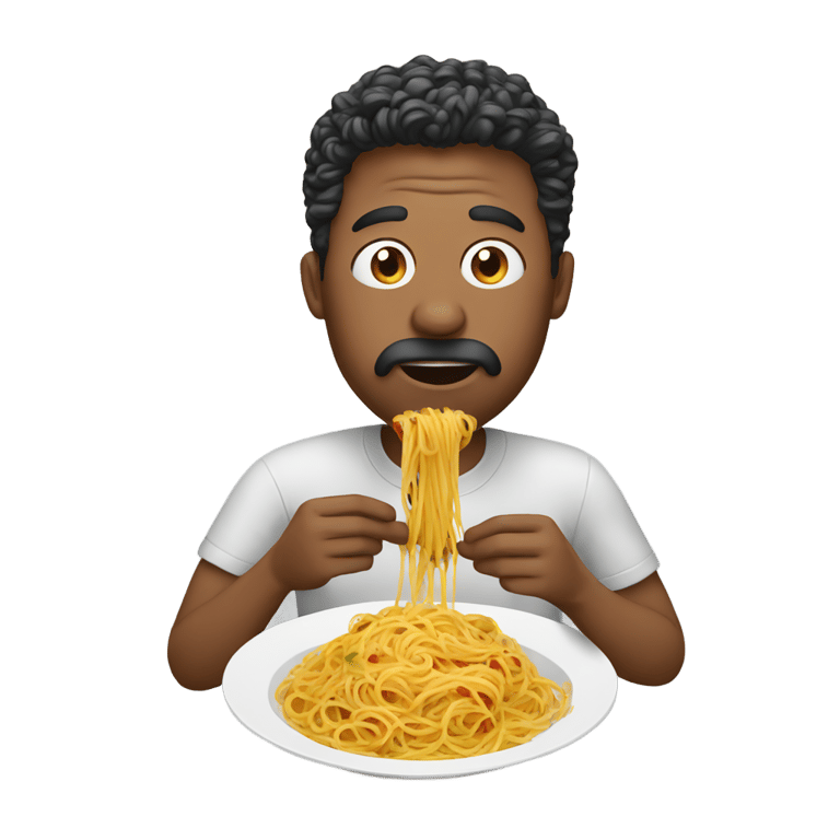 genmoji : Man eating spaghetti