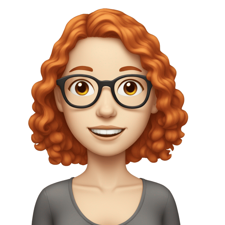 絵文字：Girl with pale skin glasses and red wavy hair with a middle part