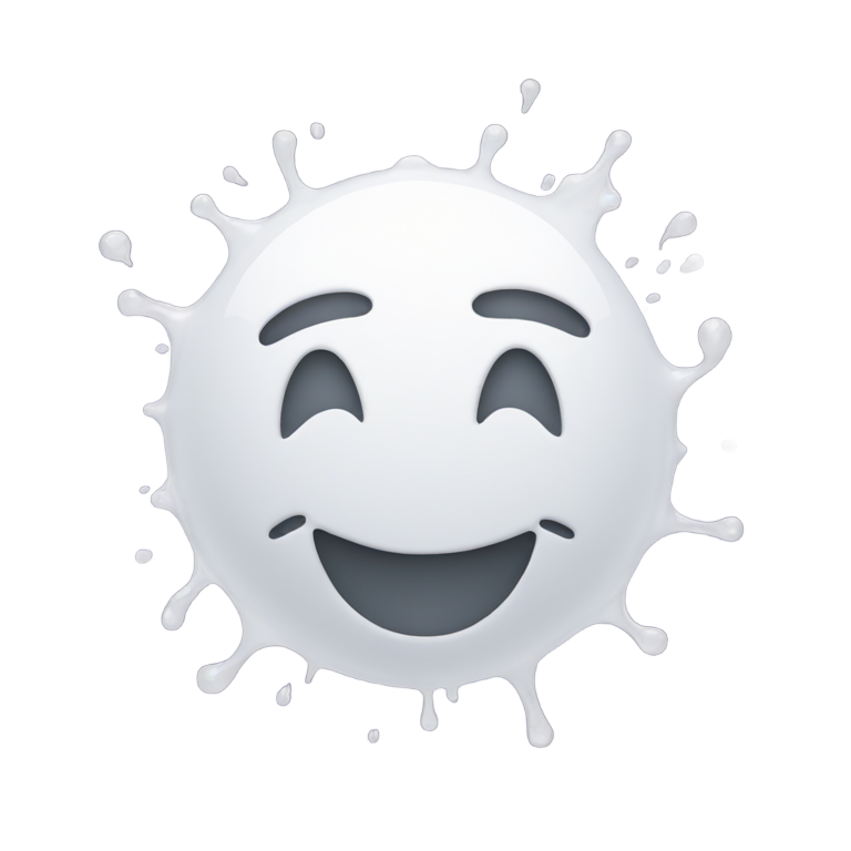 genmoji：被白色液体覆盖的普通笑脸