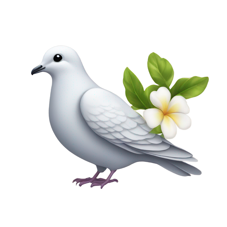 絵文字：ハトがくちばしに花を持っている