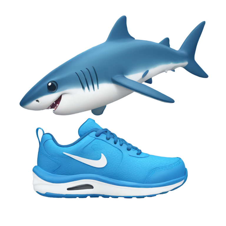 genmoji: baby shark with blue nike shoes
