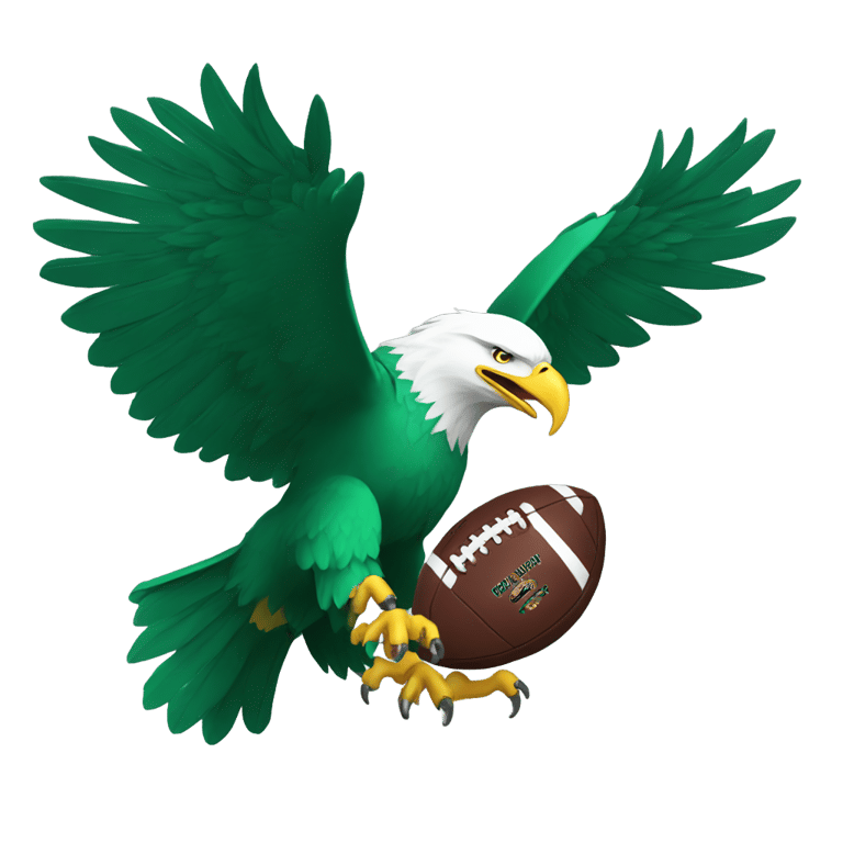 genmoji: green bald eagles with football in its talons