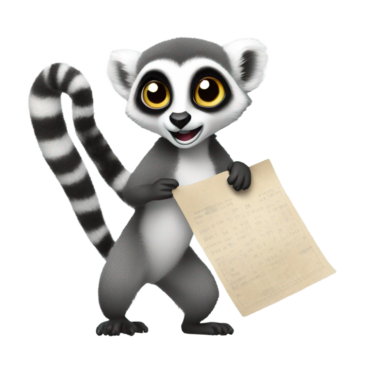 genmoji: A lemur holding a poster in a gale