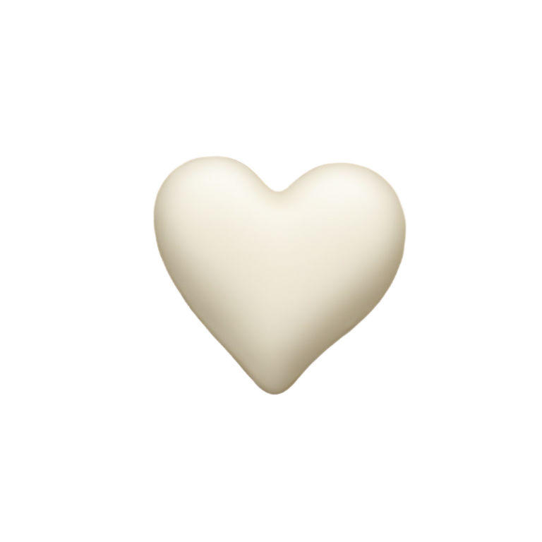genmoji : Cœur blanc-crème sur la plage