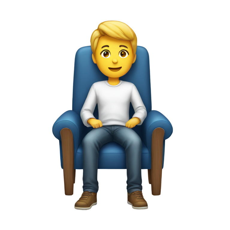 genmoji : Un grand fauteuil avec une petite personne assise dessus