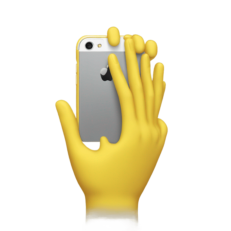 genmoji : Une main jaune tenant un iPhone