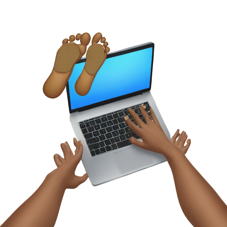 genmoji : Écrasement fétichiste pieds nus, piétinement et écrasement d'ordinateur portable