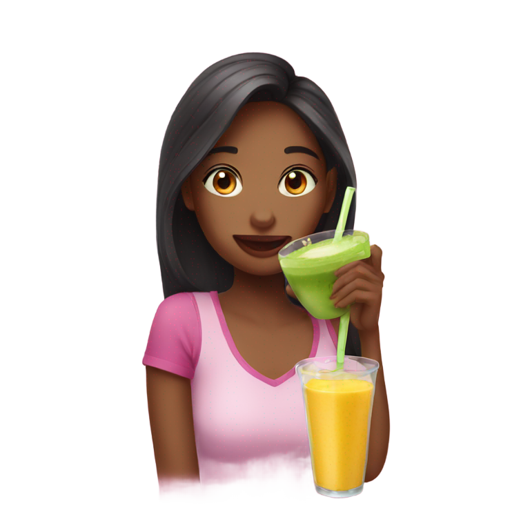 絵文字：女の子がスムージーを飲む