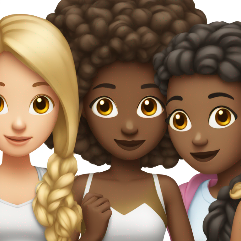 genmoji: Black girl in the middle and white friends on the side