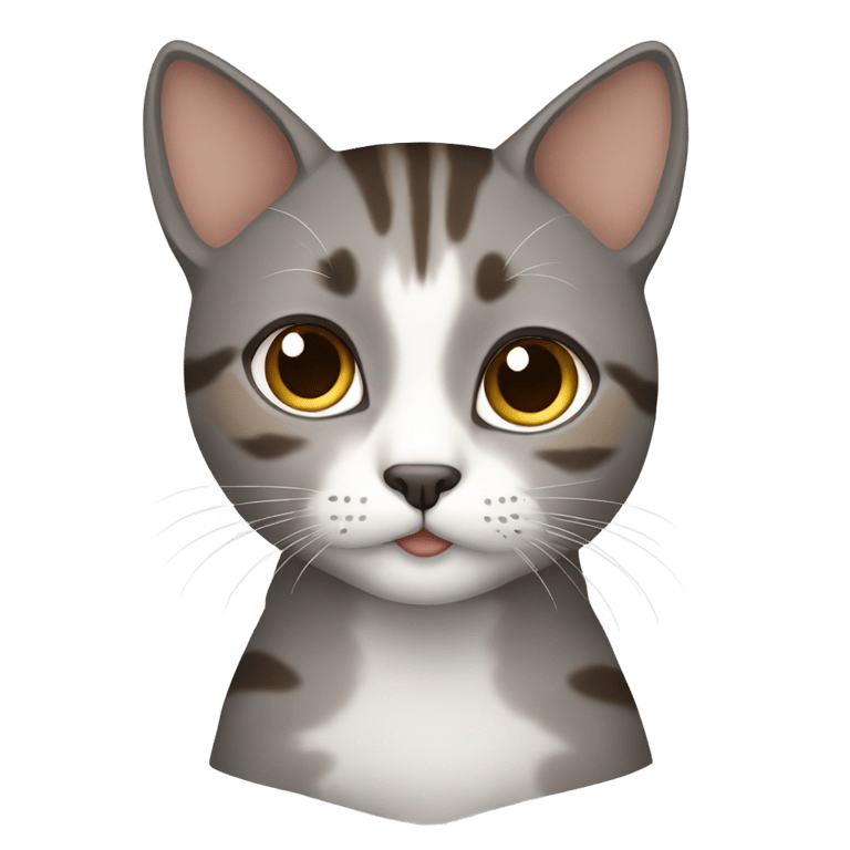 genmoji : Une chatte aux cheveux courts gris et marron