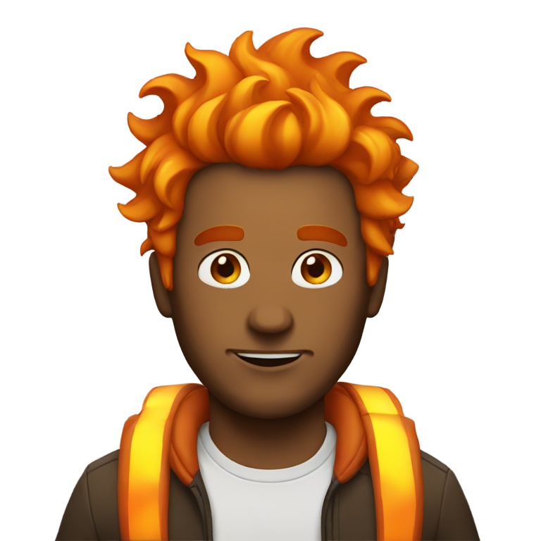 genmoji: Man with fire hair